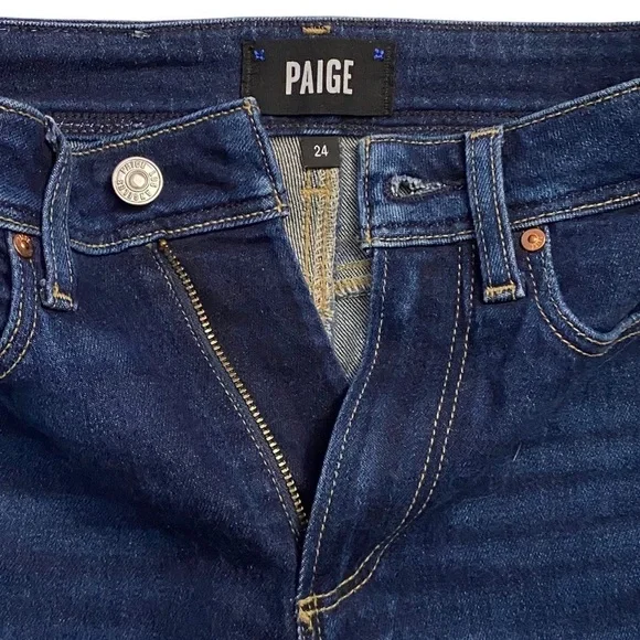Paige Margot Skinny Jeans Denim High Rise Skinny Leg Dark Blue Wash 24 - Picture 5 of 16